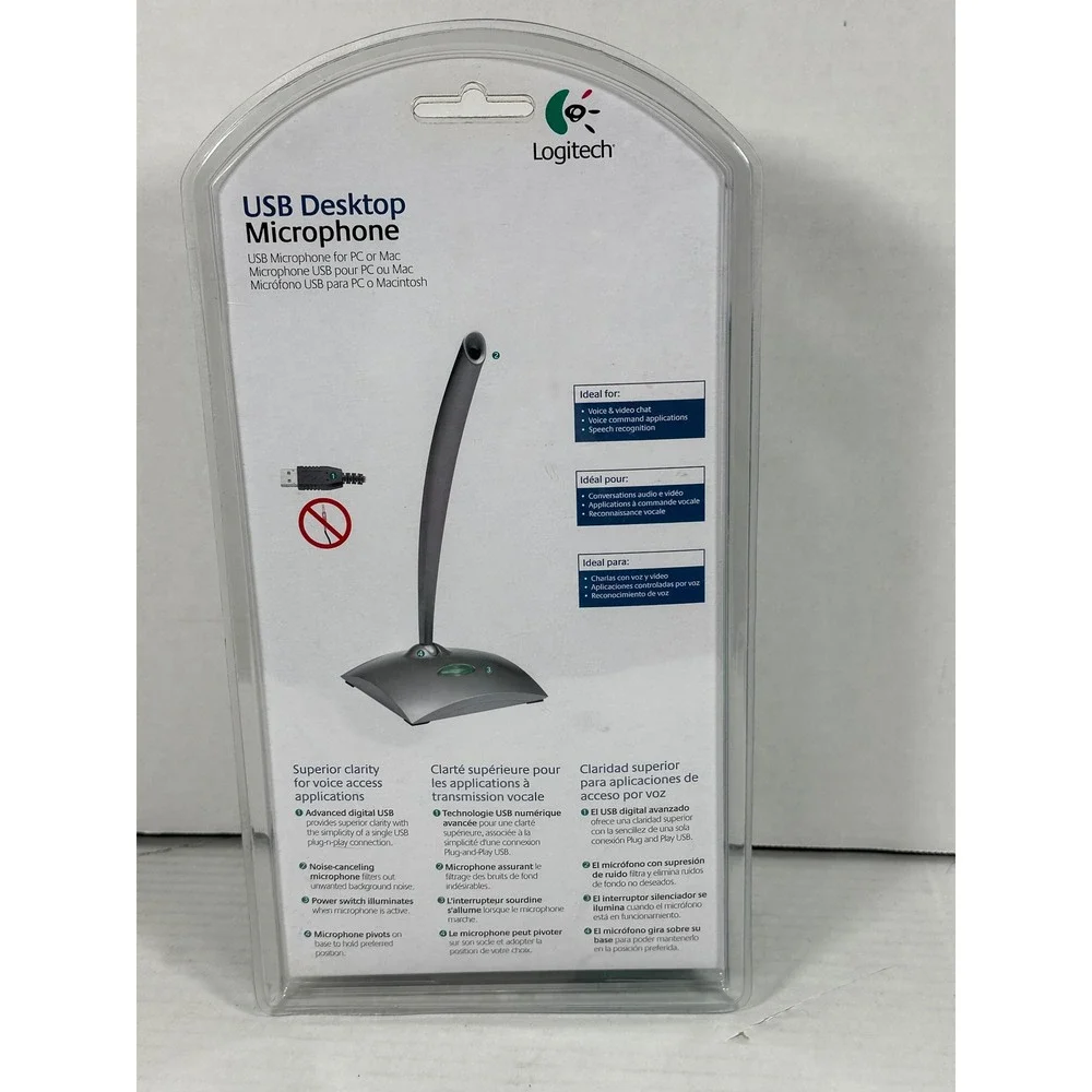 Logitech USB Desktop Microphone Noise Canceling Silver Black 980186-0403 NEW